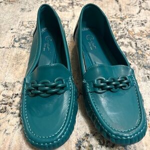 Turquoise Leather Loafers Sz 9W